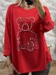 Pearly Teddy Sweatshirt-NEW/Red