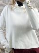 Pearl Buttons Knitted Top/White