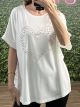 Pearled Heart Viscose T-Shirt/White