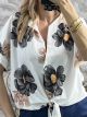BigFlowers Tied Viscose Shirt/Black Flowers