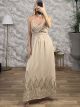 Embroidered Cotton Maxi Dress-2636/Beige