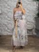DoubleRuffled Silk Top&Skirt Set/Pink