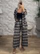 Plaid Satin Belt Set-9228/Black