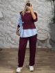 Viscose Half Shirt Set-25586/Burgundy