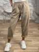 Baggy Leather Pants/Beige