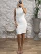 Knitted Sleeveless Dress/White