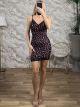 Ribbed Mini Lace Dress-Floral-4752/Black