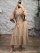 Big Ruffled Sleeves Maxi Dress/Beige