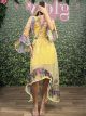 Half Floral Muslin Dress/Yellow