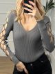 X-Shoulders Knitted Top/Grey