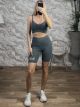 Athletic Top&Biker Leggings Set-126/Khaki-Grey