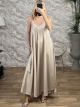 Satin Mono Wide Maxi Dress-3062/Ecru