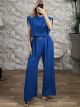 Shoulder Pads & Belt Jumpsuit/Blue Royal