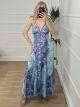 Maxi Silk Openback Dress/Blue Royal