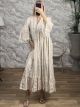 Viscose GoldPrint CabbanaSleeves Boho Dress-8027/White