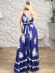 Viscose Deep WrapBust Maxi Dress-6062/Navy Blue