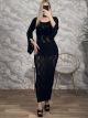 Knitted CabbanaSleeves Maxi Dress-8072/Black