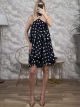 Polka Dot Ruffled HalterNeck Mini Dress/Black