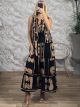 Viscose Sleeveless Maxi Dress NEW-2554/Black&Camel