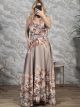 Sleeveless Floral Maxi Dress-11755/Beige