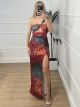 Cut Out Cups Dress/Burgundy
