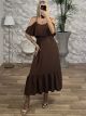 Ruffle Shoulders Dress/Chocolat2