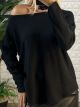 Soft Elastic Sweater-9065/Black