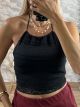 Lace Cups Crop Top/Black