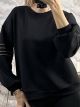 Oversized Sleeves Details Sweatshirt/Black