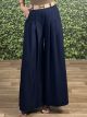 Super Wide Belt Pants-1398/Navy Blue