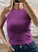 Knitted Top ZicZac Shoulders/Dark Purple