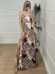 Backless Bow Dress Multi Print/N4