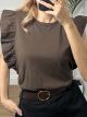 Cotton Ruffle T-shirt/Chocolat