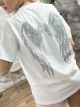Strassed Wings Cotton T-Shirt/White-Black Wings