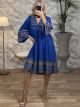 Mini Oversized Gold Print Dress/Blue