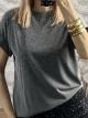 Strassed Cotton T-Shirt -43054/Grey