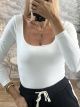 Long Sleeves Bodysuit-26005/White