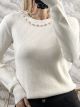 Pearls&Strass Neck Top/Vanilla