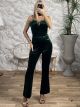 Velvet Feathers Jumpsuit/Green