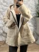 Oversized Hood Zipper Cardigan-23031/Beige