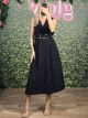 Vest BeltBuckle Midi Dress/Black