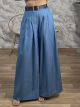 Super Wide Leg Belt Pants-13668/Light Blue