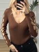 X-Shoulders Knitted Top/Chocolat