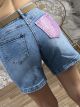 Strassed Pocket SuedeBelt Denim Shorts-7627/Blue