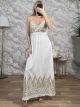 Embroidered Cotton Maxi Dress-2636/White