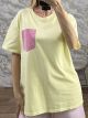 Oversized StrassedPocket T-Shirt-8128/Yellow