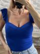 RuffleSleeves Cups Top-41003/Blue Royal