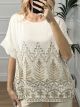 Oversized Embroidered Top/Beige