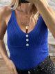 Strassed Button Knitted Top/Royal Blue