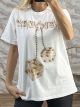 NEW YORK Strassed Cotton T-Shirt-5177/White&Gold